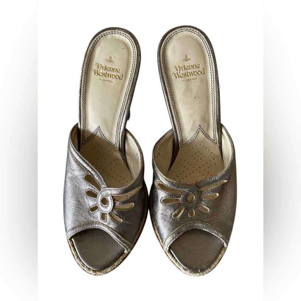 Vivienne Westwood Metallic Silver Open-Toe Mules
